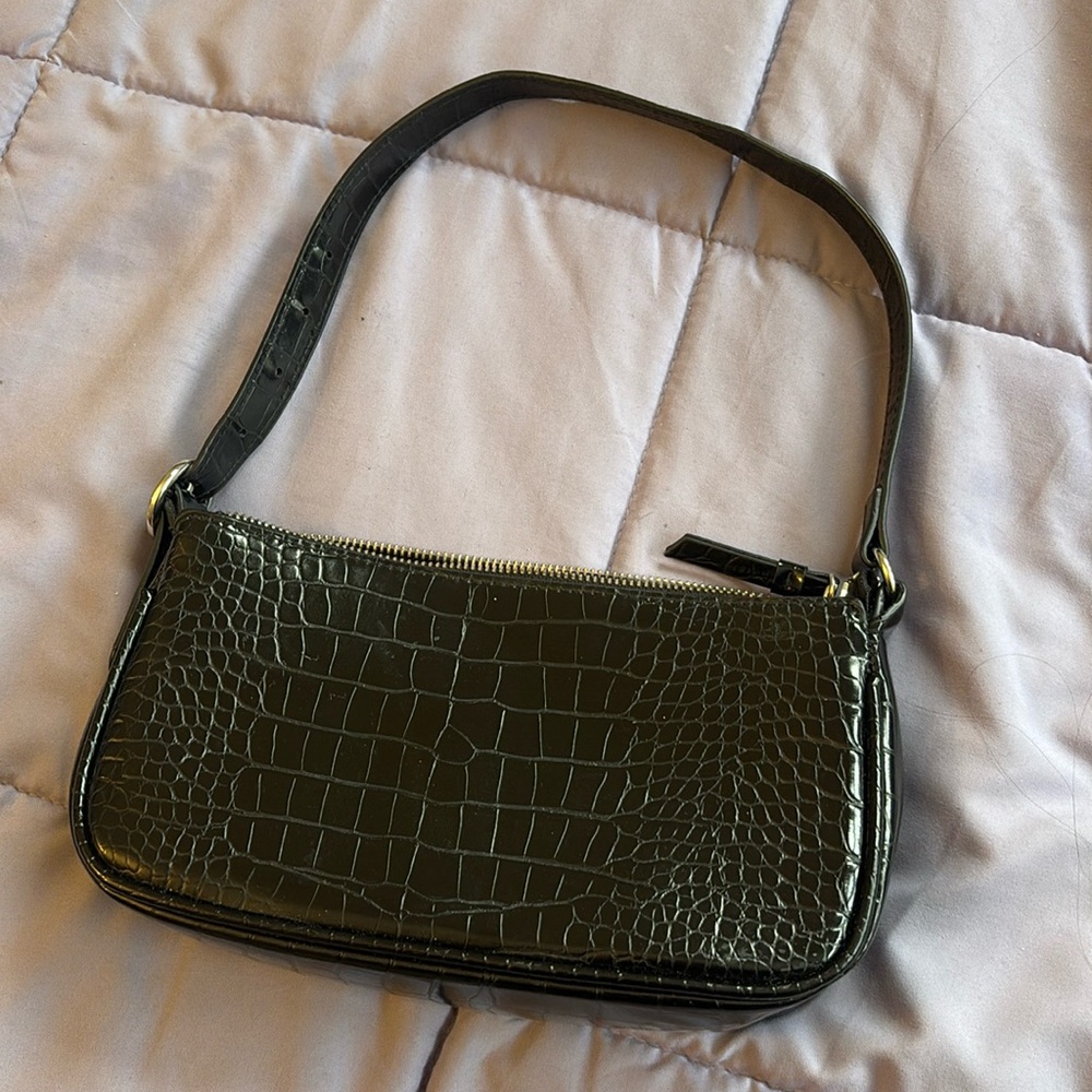 Black Shoulder Purse (Alligator Leather)